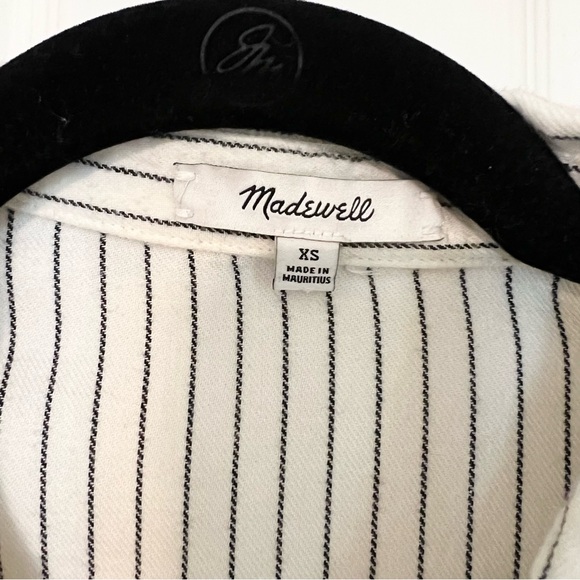 Madewell Flannel courier top XS black and white striped - Picture 4 of 4